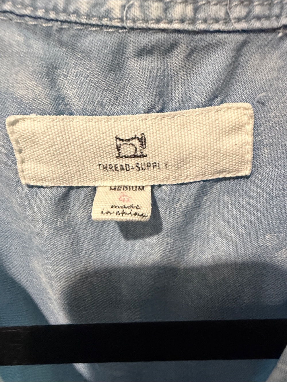 Thread & Supply Pale Blue Chambray acid wash Shirt dress M - Picture 2 of 7